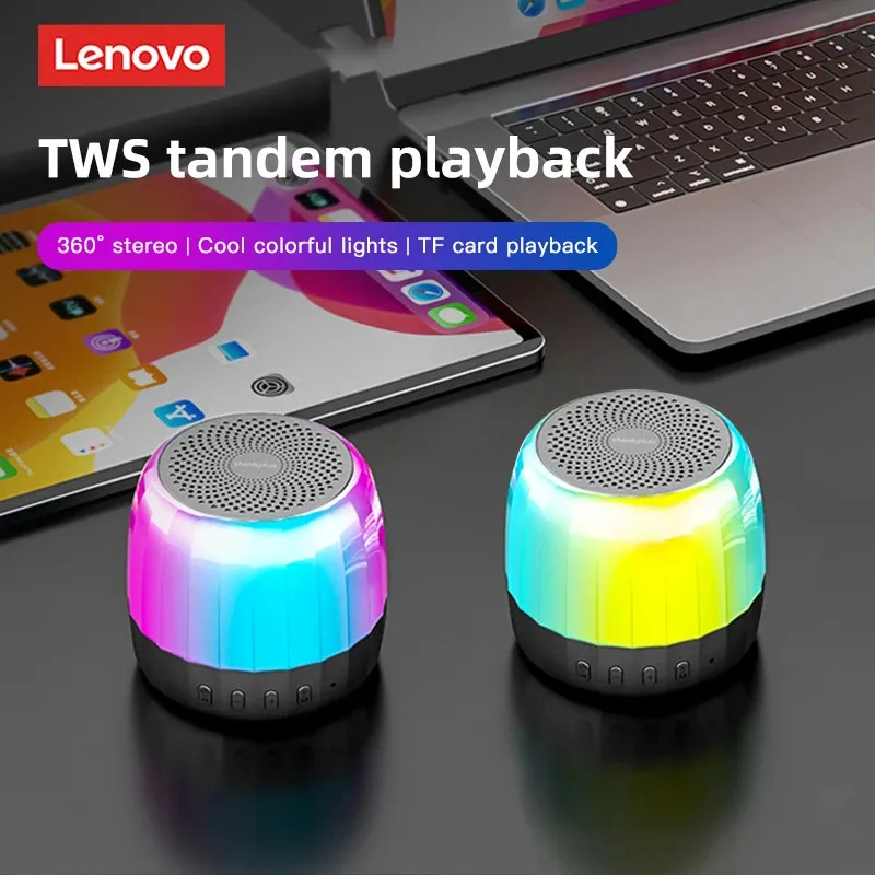 레노버 K3 플러스 블루투스 5.2 RGB 라이트 스피커, 방수 USB 야외 스피커, 서브우퍼 휴대용 플레이어 선택