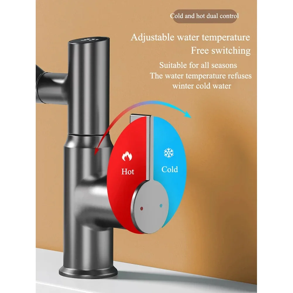 Digital Display LED Bathroom Basin Faucet For 360 Rotation Multifunction Stream Sprayer Hot Cold Water Mixer Sink Tap Bathroom 3