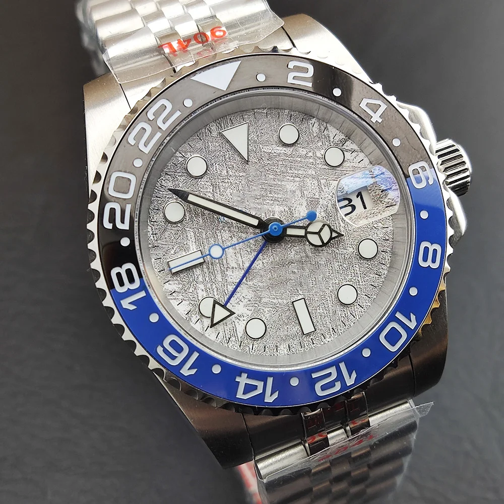 남성용 운석 다이얼 시계, 사파이어 유리, 스테인레스 스틸, 오이스터 스트랩, 40mm 케이스, NH34 무브먼트