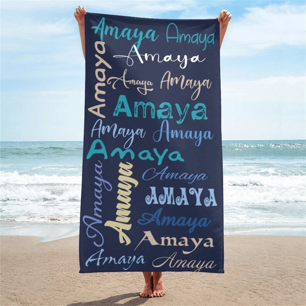 Custom Name Blue Beach Towel 6 | Custom Name Blue Beach Towel 5