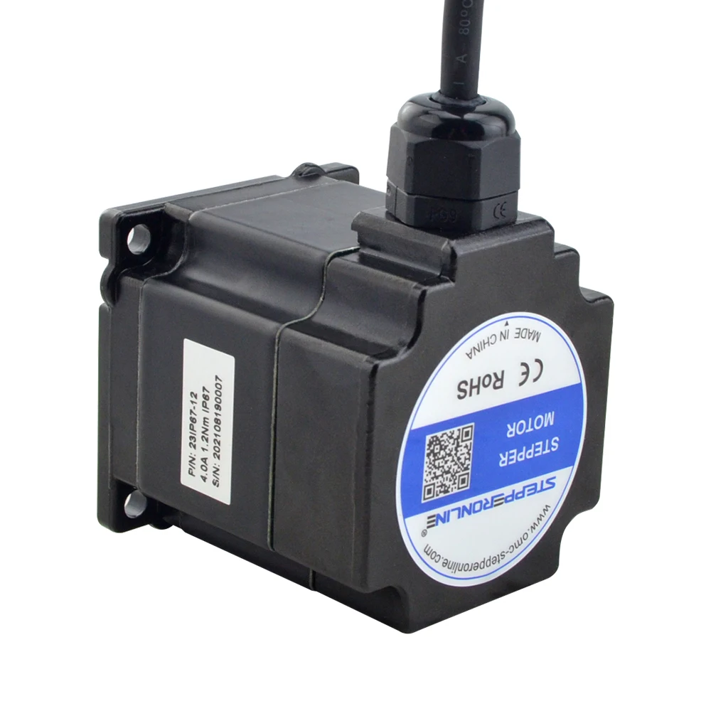 STEPPERONLINE Nema 23 CNC 밀링 머신용 스텝퍼 모터, IP67 방수, 1.2Nm, 4.0A, 57cm, 8mm 샤프트, Nema23 스텝 모터