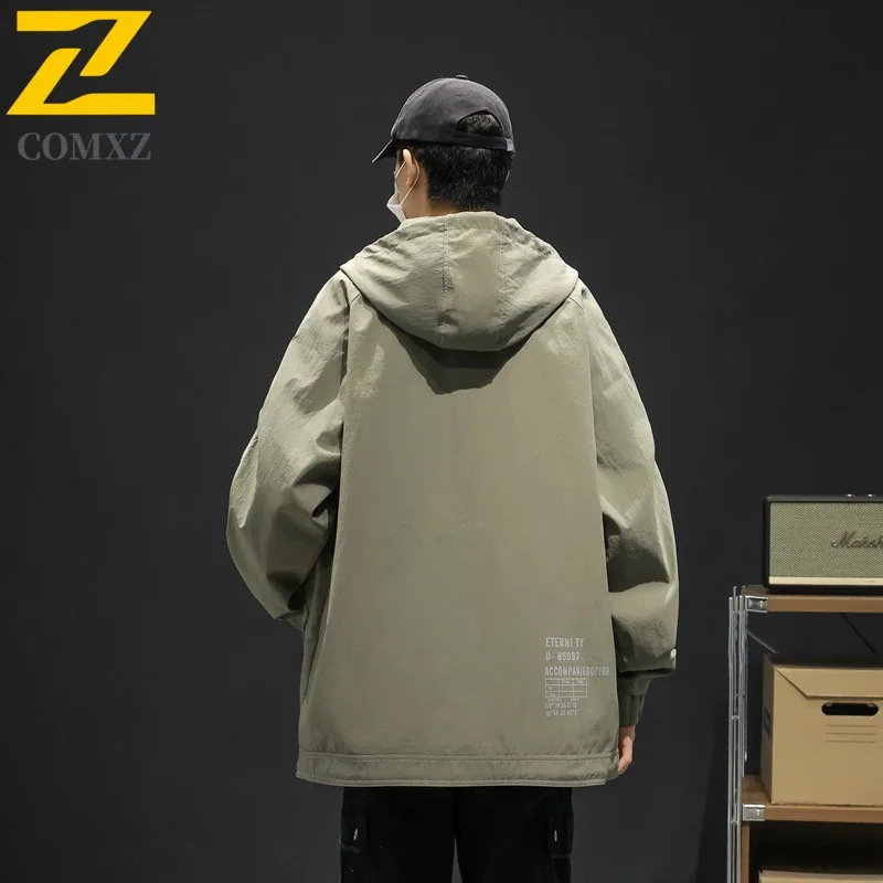 COMXZ Urban Adventure Luxury Mens Jacket  Outdoor Windproof Durable Motorcycle Coat Fashion Hooded Comfortable Autumn Clothing