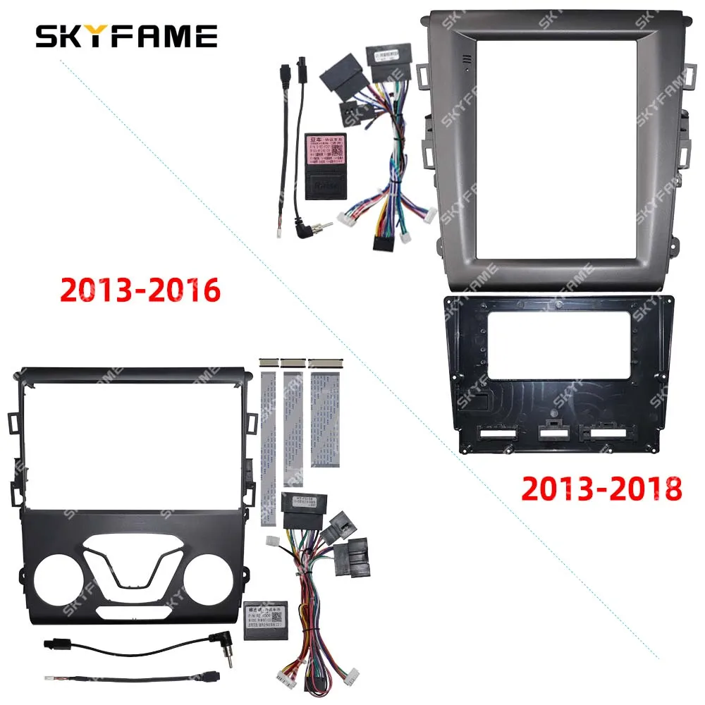 SKYFAME Car Frame Fascia Adapter Canbus Box Decoder Android Radio Dash Fitting Panel Kit For Ford Mondeo Fusion Tesla Style