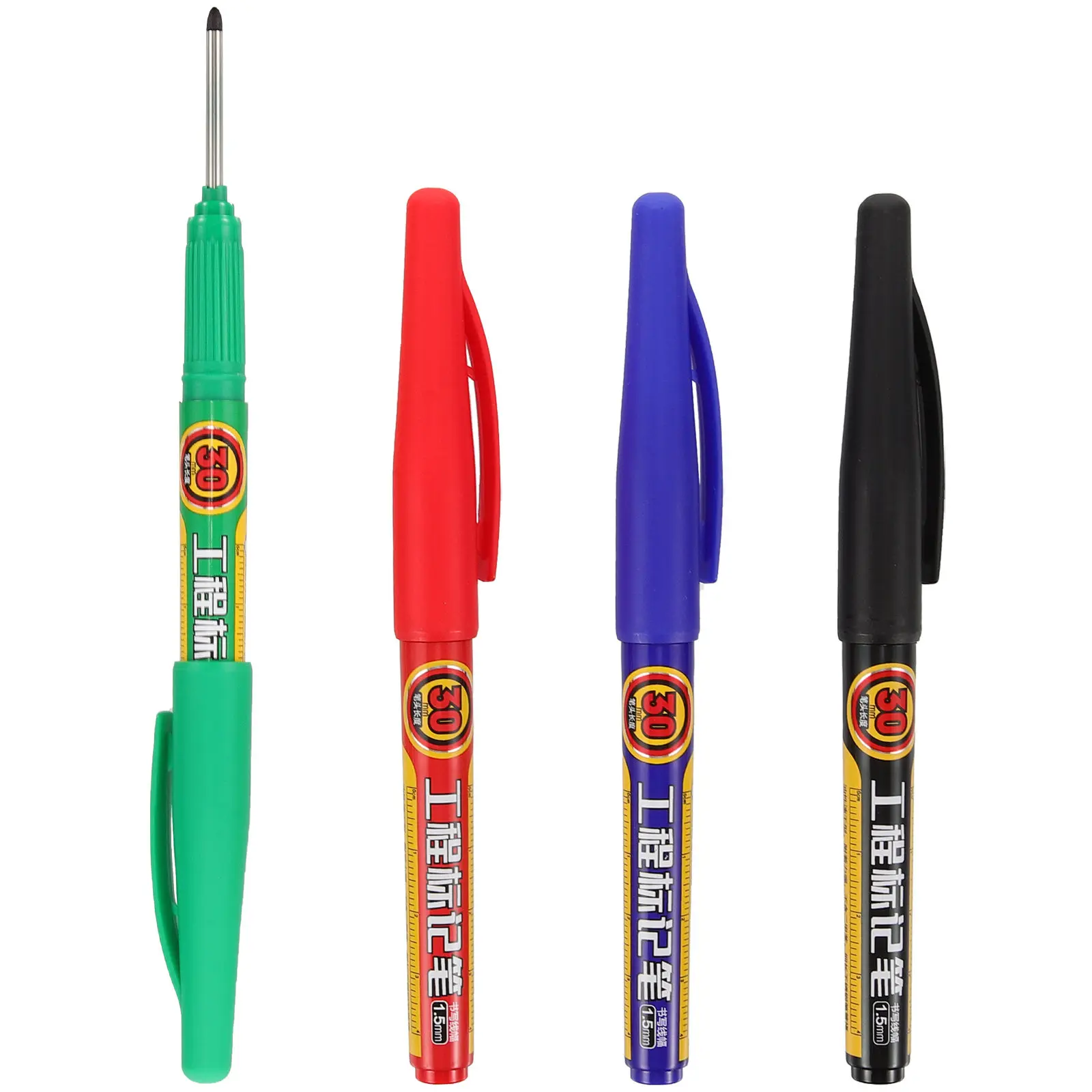 4Pcs 금속 목재 유리 고무 깊은 구멍 가공 건축 목공 목공용 방수 속건성 마킹 펜