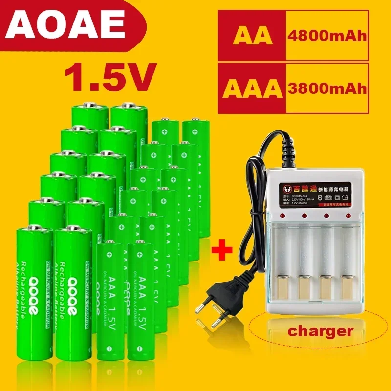 

Free Shipping Hot Selling Rechargeable Battery AAA 3800mAh with Charger 4800 AA Alkaline Battery Suitable for Electric Toy MP3
