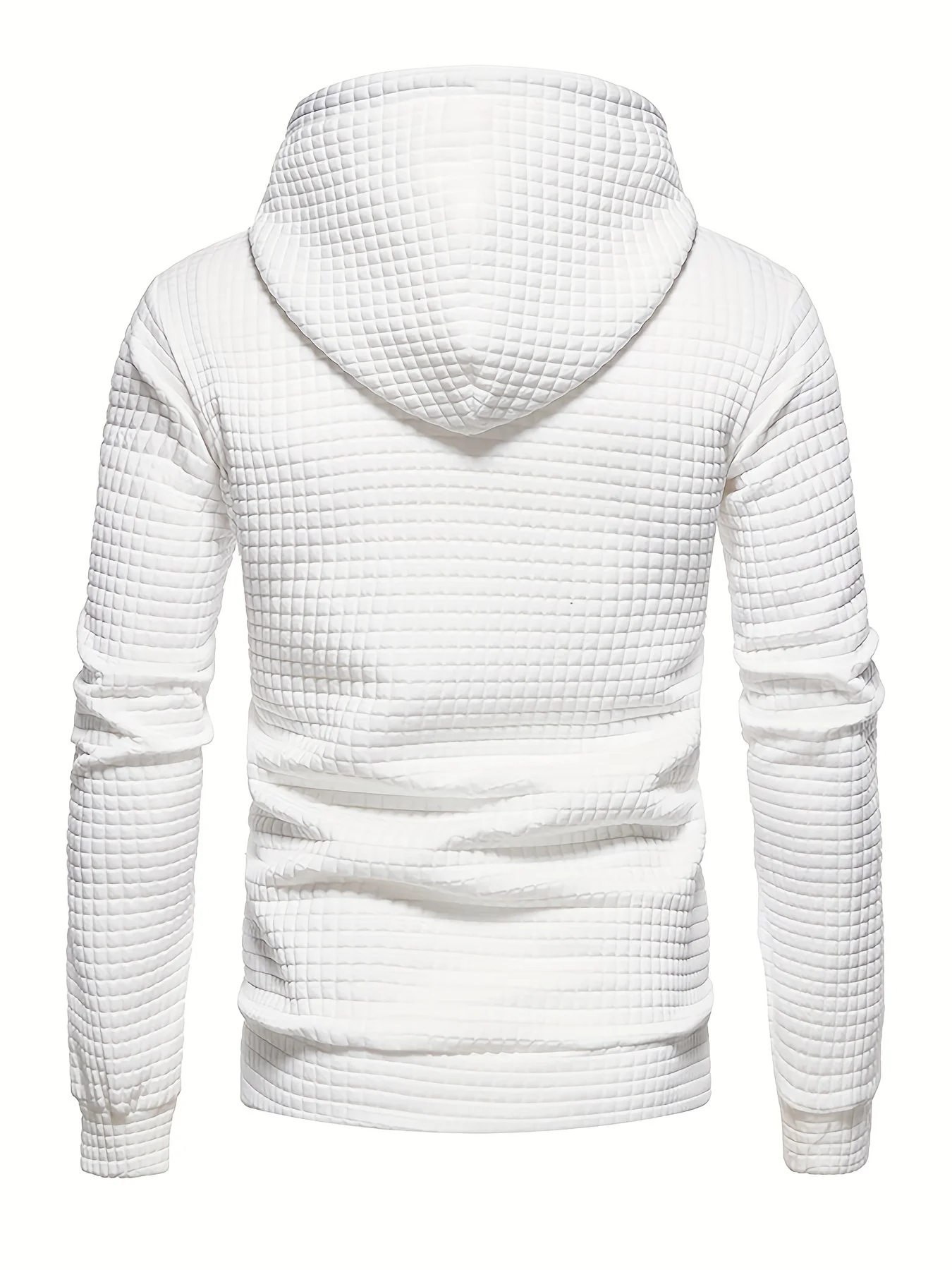 Waffle Pattern Hoodie, Cool Hoodies For Men, Men's Casual Solid Pullover Hooded Sweatshirt Streetwear For Winter Fall, As Gifts 4