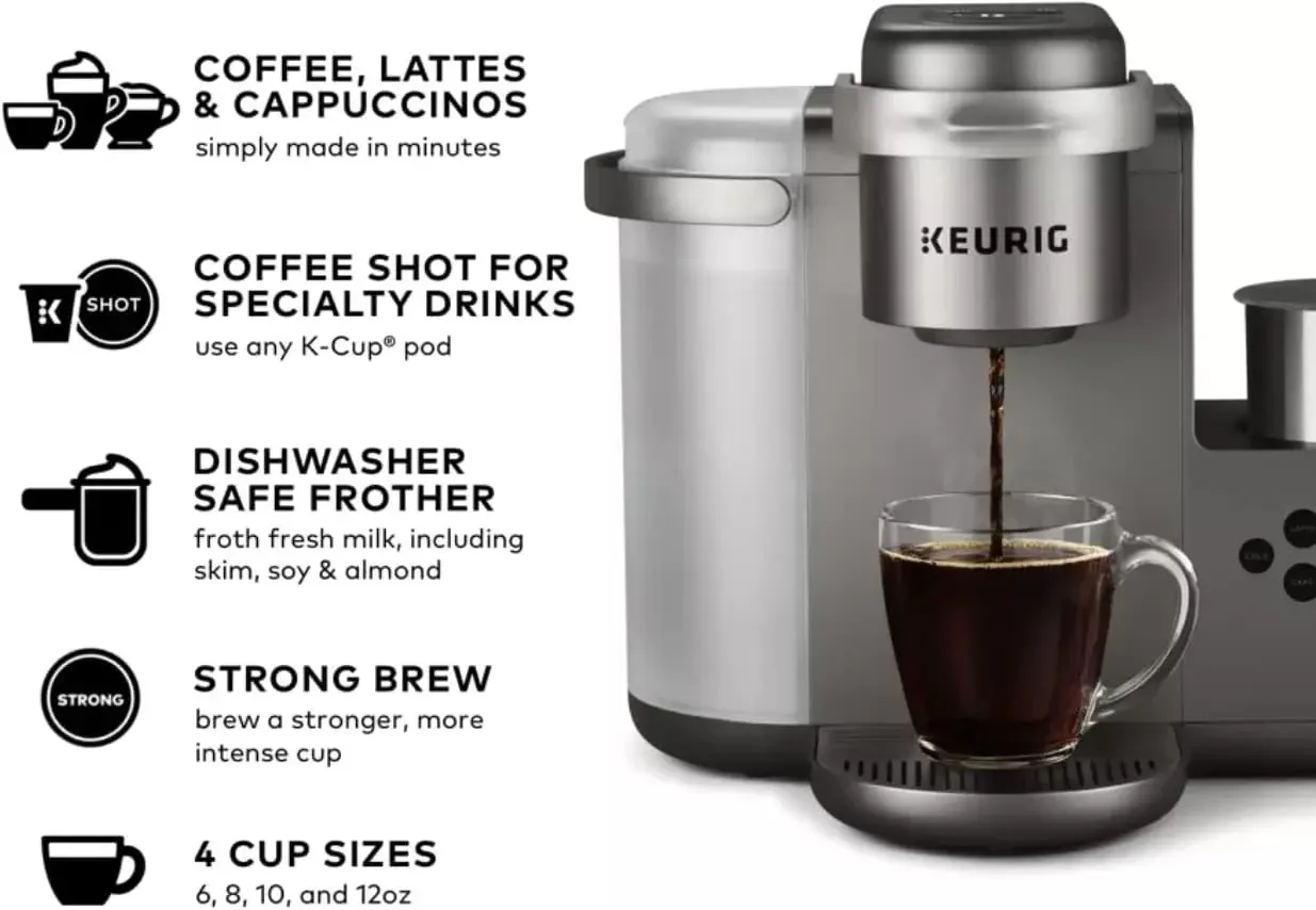 K-Cafe C Single Serve K-Cup Pod C Latte and Cappuccino Maker, 12, Nickel 2