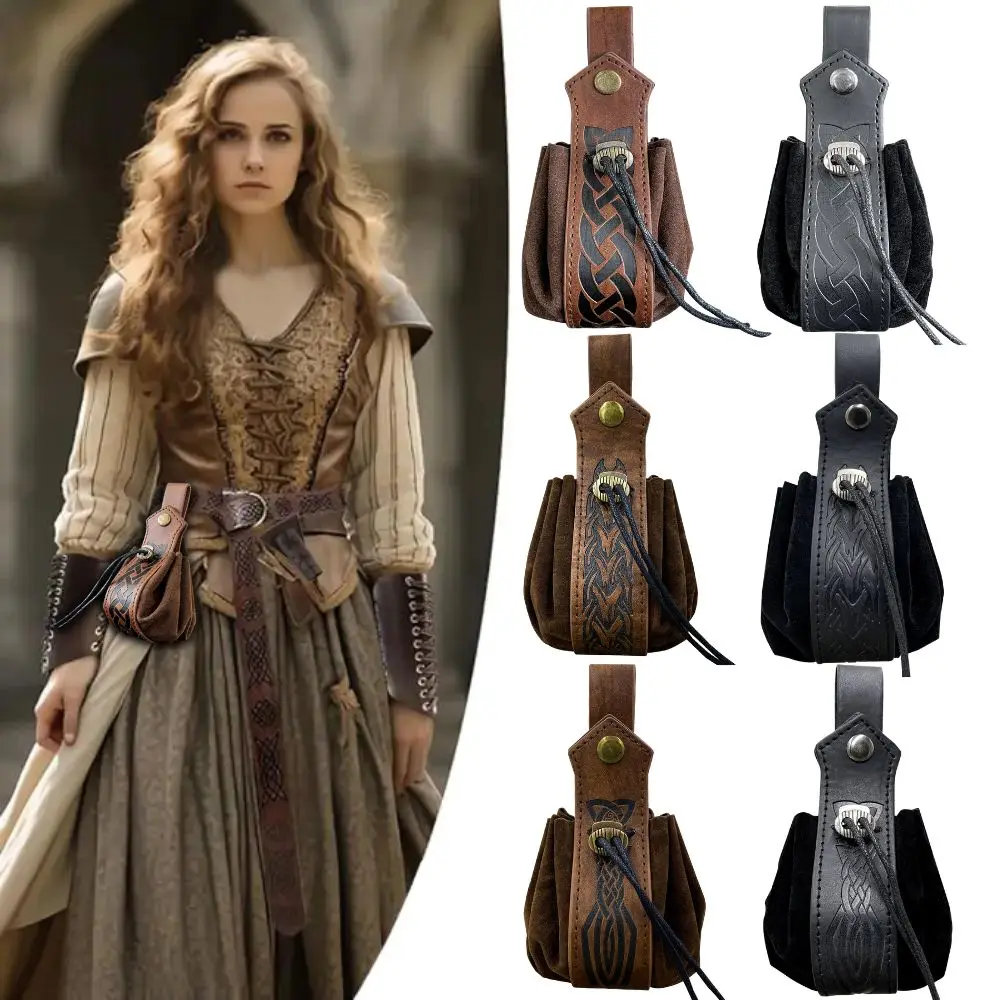 

Vintage Medieval Viking Money Pouch Bag Cosplay Renaissance Knight Belt Leather Leather Bag Coin Purse Party Costume Accessories