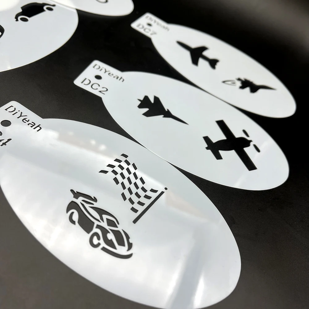 Face Body Paint Stencils Motorcycle Bike Battery Car Racing Airplane Fighter Rocket Sports Car 9 pcs