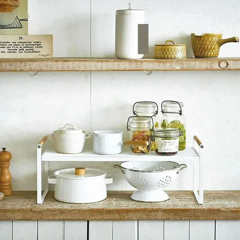 

Cabinets Counter Shelf 2 Layers Durable Iron Storage Organizing Rack for Kitchen Bathroom Under Sink Pantry Bathroom Storage