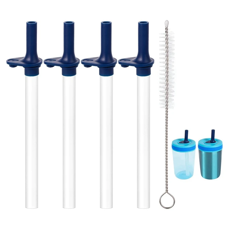 

4PCS Replacement Straws Parts With Bite Valve For Zak Designskelso 15 OZ, With 1 Brush Reusable Kids Cup Replacement Straws