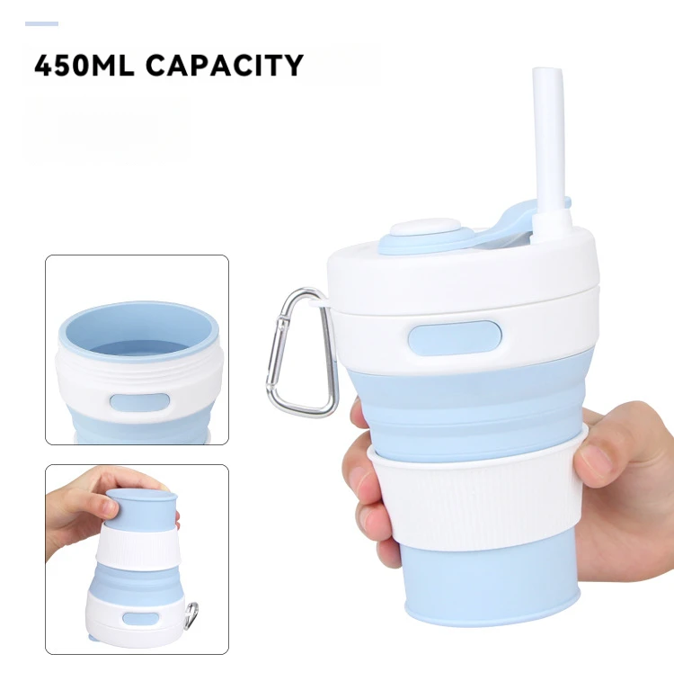 Sealed Leakproof Folding Cup Silicone Collapsible Coffee Cup Portable Outing Gym Water Cup