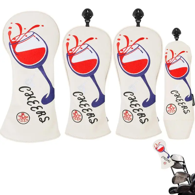 

Golf Putter Head Covers Red Wine Goblet Pattern Golf Club Headcover Embroidery Wood Golf Headcovers For Outdoor Activities