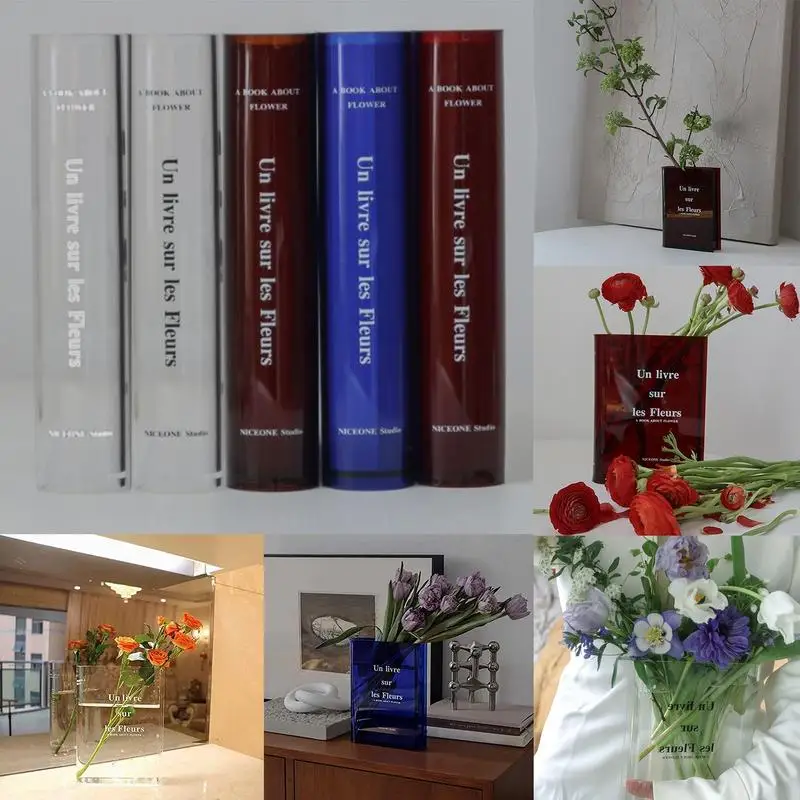 

Book Vase For Flowers Transparent Acrylic Vase Modern Decoration Home Table Flower Container Wedding Hydroponic Room Plant Pot