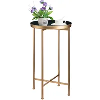 End Table, Accent Indoor&Outdoor Coffee Side Table, Snack Sofa Table for Living Room, Anti-Rust Decorative Plant Stand 2