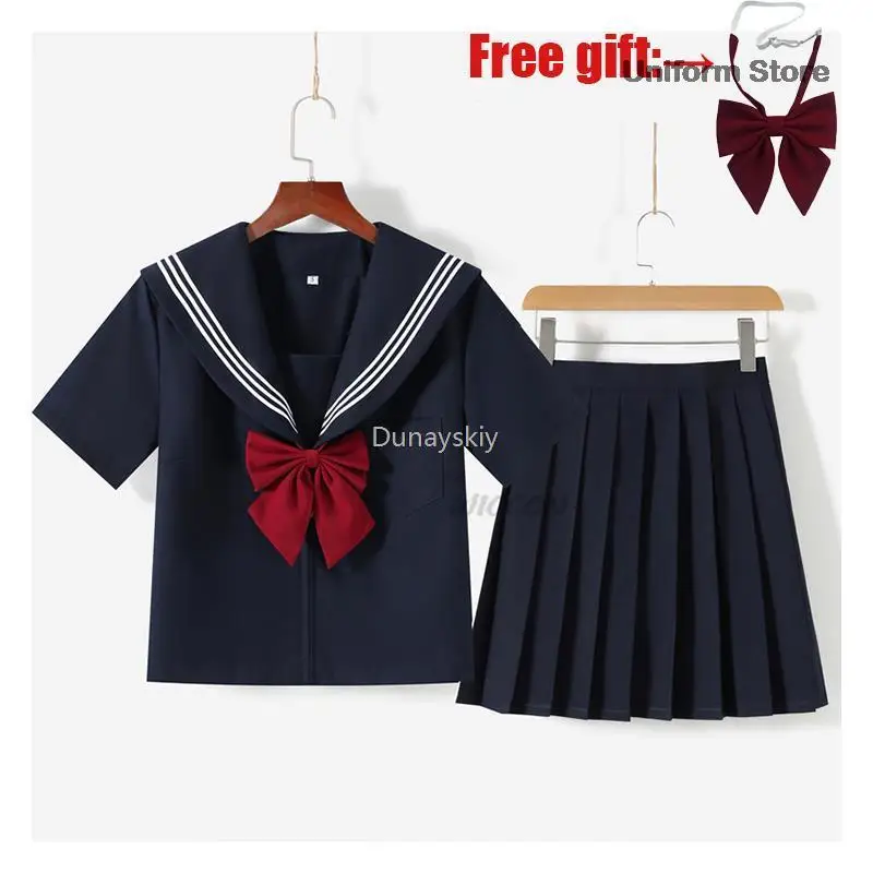 

Sailor Dress Korean Student Seifuku COS CostumeNavy Sailor Outfit Japanese Style School Uniform Skirt Girls JK Uniforms Student