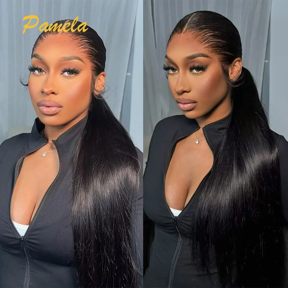 Lagos Hairline 13x6 Invisible Lace Front Wig Human Hair Silky Straight with Bleached Knots Brazilian Hair Glueless Wig For Women