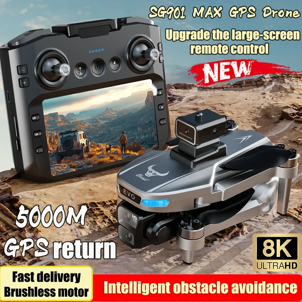 Drone Quadcopter SG901 MAX GPS Drone 8K Camera Aerial FPV Brush Avoiding Obstacle with Large Screen Remote Control Folding