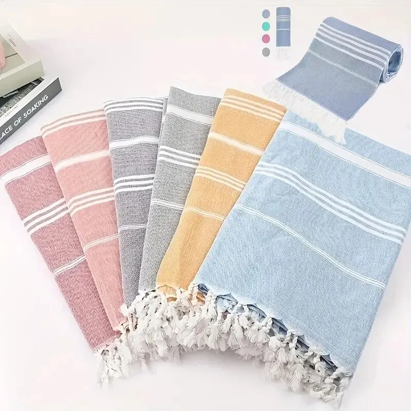 1pc Turkish Cotton Beach Towel, Oversized And Sand Free, Quick DryTowel, Beach Blanket For Bathing Swimming, 39*71 In, BathroomA