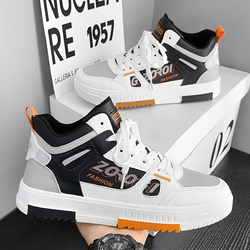 

High Top Sneakers For Men Students Casual Breathable Non-slip Shoes Fashion Brand Quality Male Footwear Man Flat Skateboard Shoe