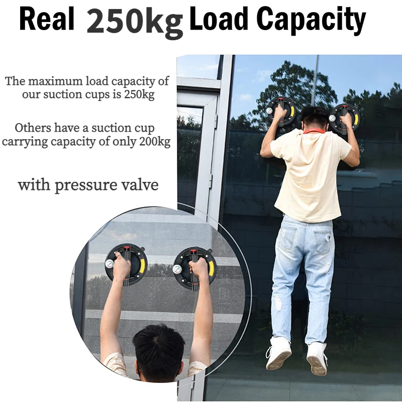 New 8inch Vacuum Suction Cup portable 160/250kg Bearing Capacity Heavy Duty Vacuum Lifter for Granite Glass ceramic tile Lifting