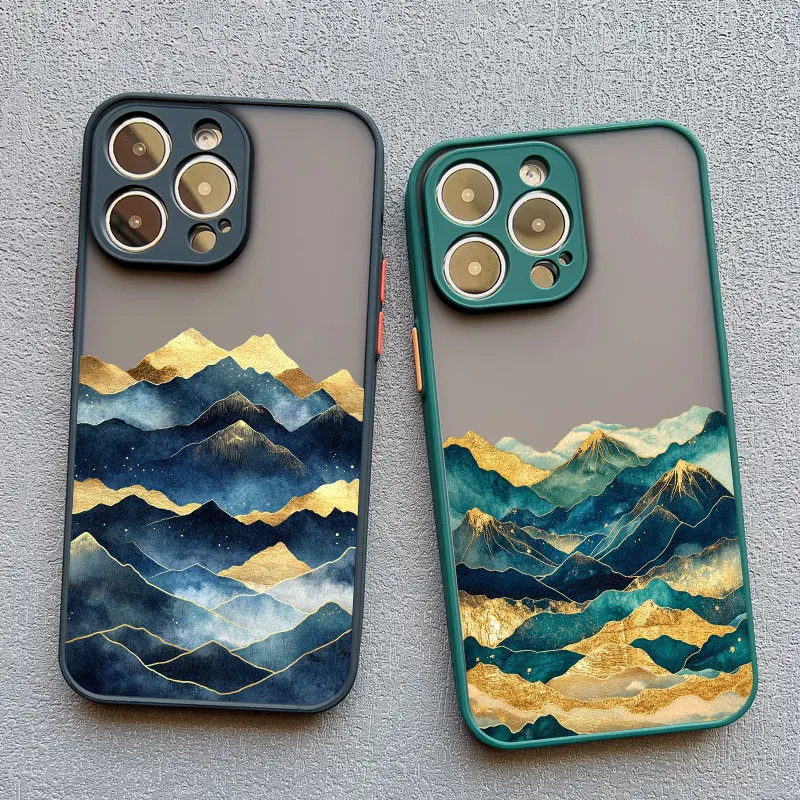 Gold and Blue Mountains Shockproof Phone Case