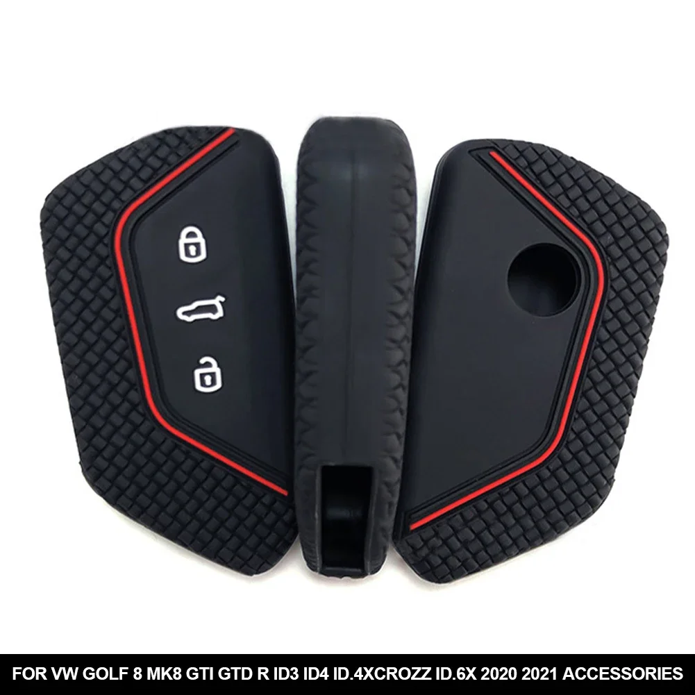 key case Silicone Car Key Case Fob Holder Cover Trim for VW Golf 8 Mk8 GTI GTD R ID3 ID4 Car Accessories