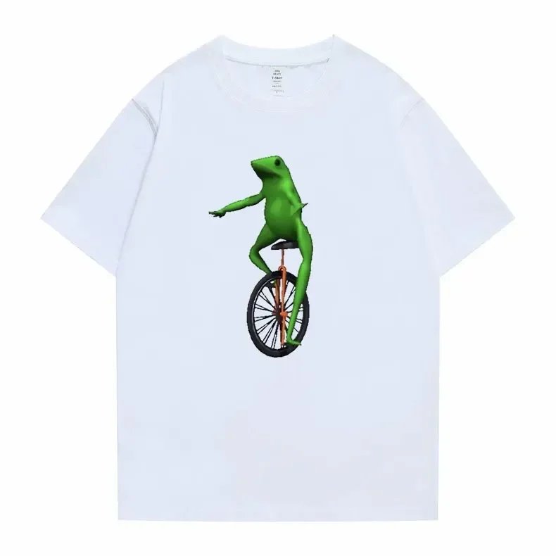 

Funny Green Frog Riding A Unicycle Graphic Tshirt Men Women Anime Cartoon Cotton T Shirt Unisex Fashion Casual Oversized T-shirt