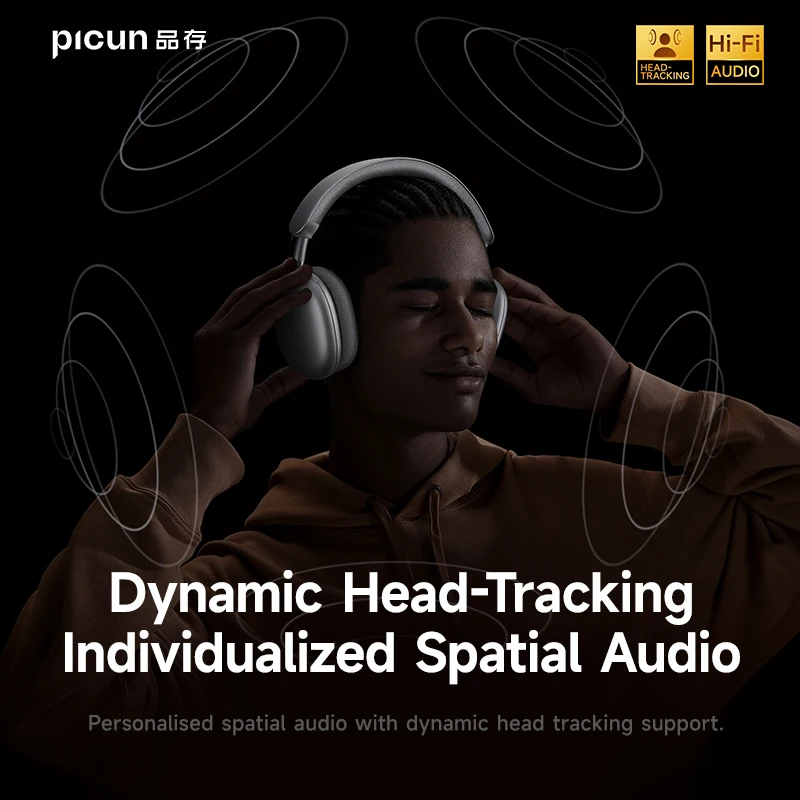 Picun F8 Pro ANC Wireless Headphones 3D Spatial Audio Head Tracking -52dB ANC HIFI Bluetooth Headset ENC HD Mic Low-Latency APP 3