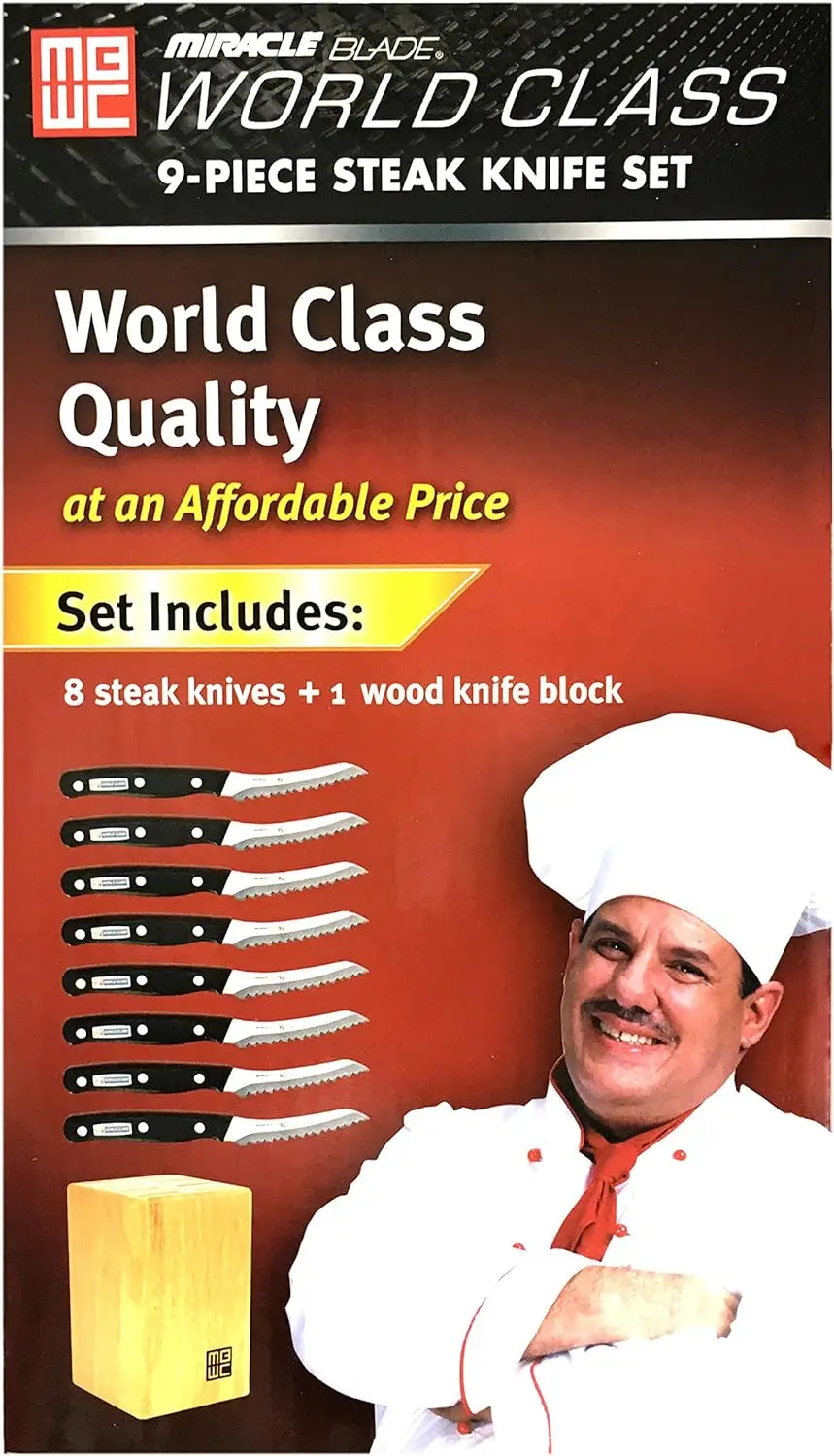 Class Quality 4'' Steak Knife Set, 9 Piece 8 Steak Knives with a