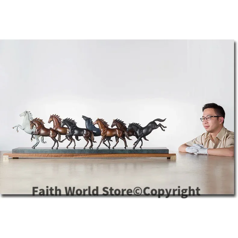 TOP Master art collection home office ROOM Decor -130 CM Huge 8 Fine horses ART bronze statue sculpture Decoration 6