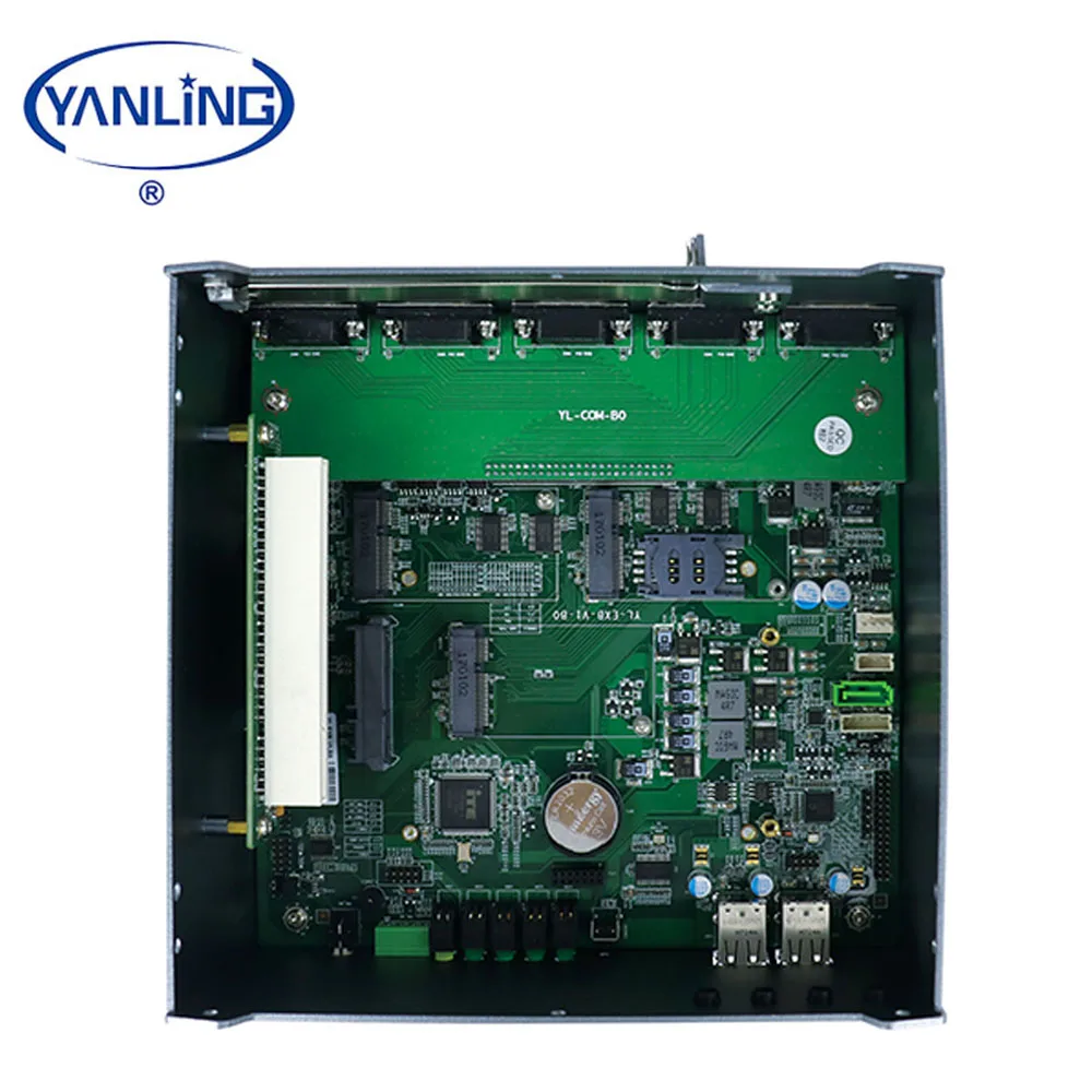 Yanling 팬리스 미니 PC 인텔 J1900 CPU 듀얼 랜 임베디드 컴퓨터, 3개의 미니-PCIE, 1개의 PCI, 1개의 LPT 지원