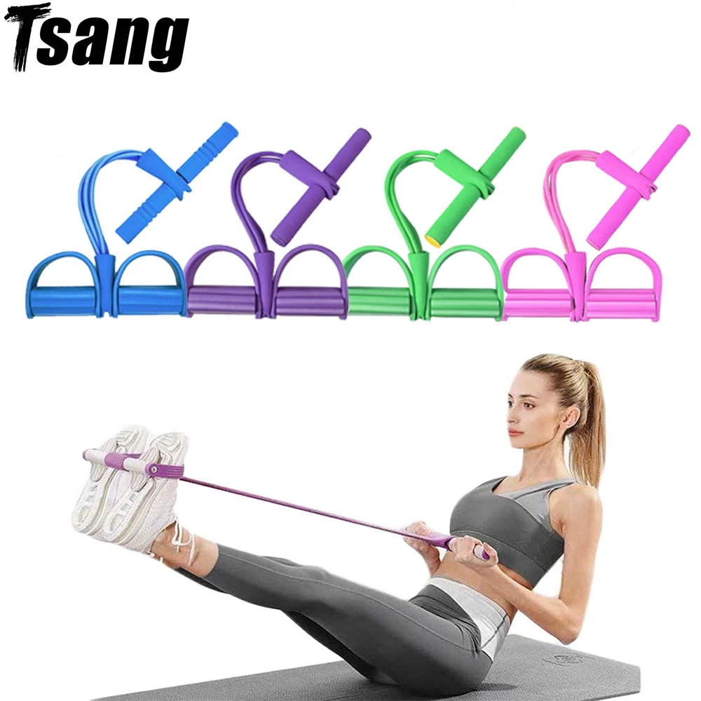 

4 Tube Elastic Resistance Bands Yoga Pedal Puller Fitness Workout Home Gym Tension Rope Bands Leg Stretching Slimming Training