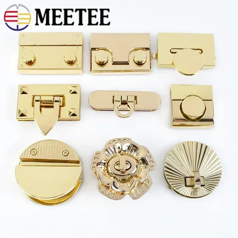 1Pc Meetee Metal Clasp Turn Lock Twist Locks Round Rectangle Bag Decor  Buckles DIY Handbag Purse Hardware Replace Accessories