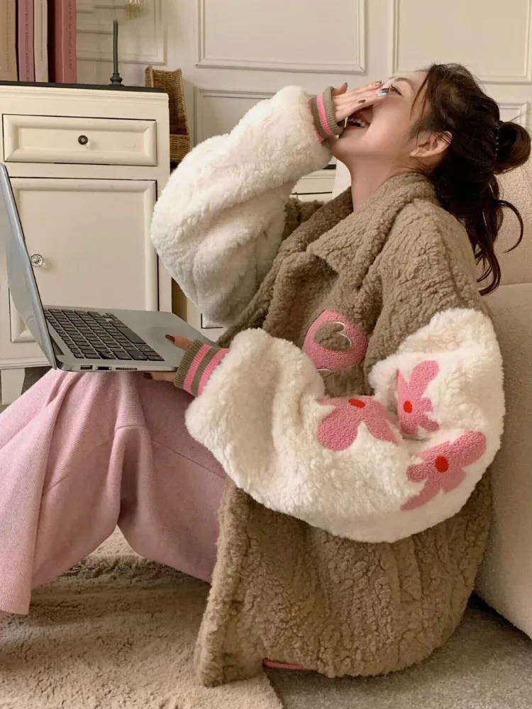 

Женская винтажная куртка на пуговицах, свободная повседневная куртка в стиле пэчворк, уличная одежда с вышивкой Love, Y2k