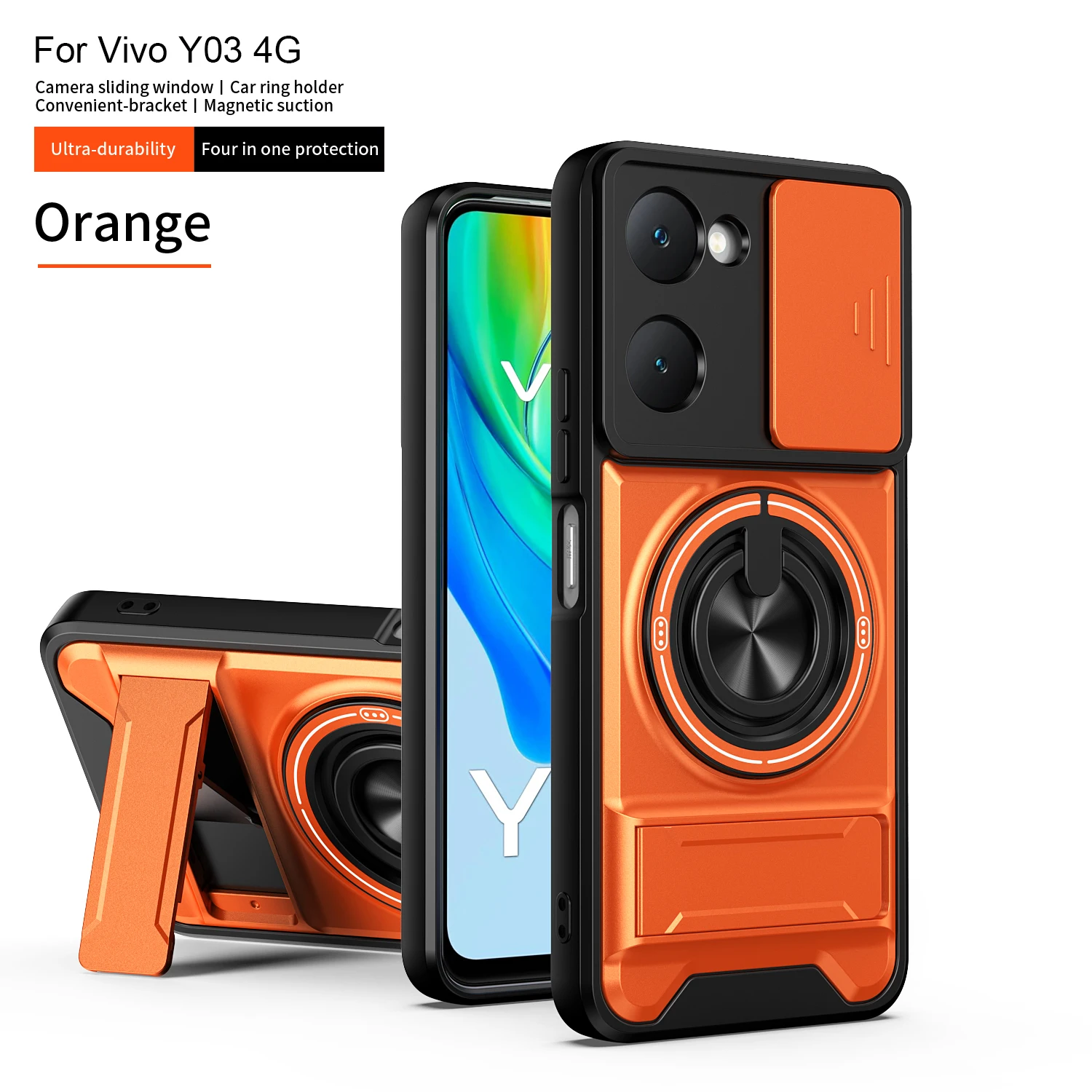 Magnetic Holder Military Armor Case with Camera Protection