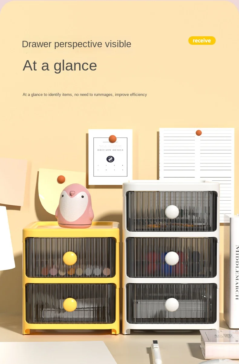 Desktop multi-layer cosmetics storage box, office storage cabinet, drawer style student dormitory stationery storage cabinet,