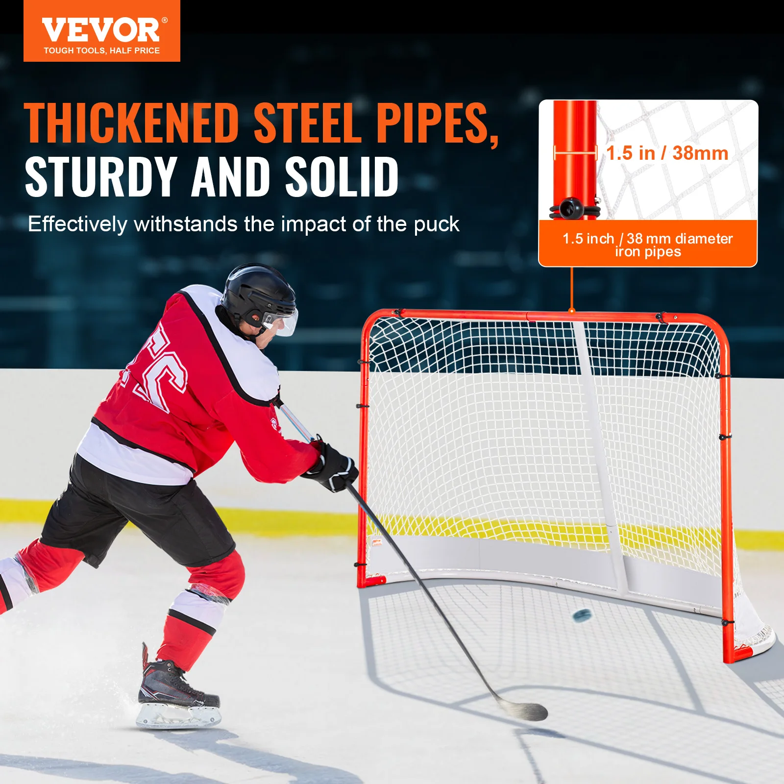 VEVOR Street Hockey Net Indoor Outdoor Steel Hockey Goal Official Regulation Training Goal Set Portable Goal