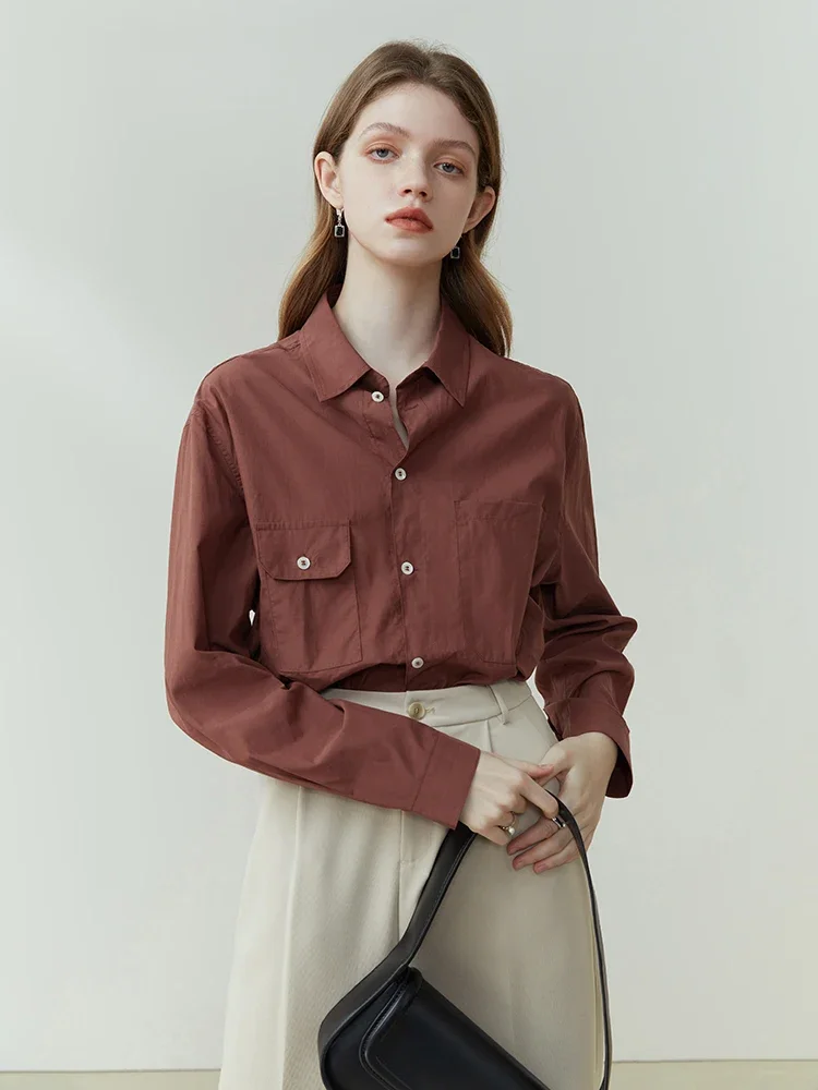 FSLE Korean Version Long-Sleeved Shirt Women'S Spring Autumn 2023 New Tiansi Cotton Casual Shirt For Women Offica Lady
