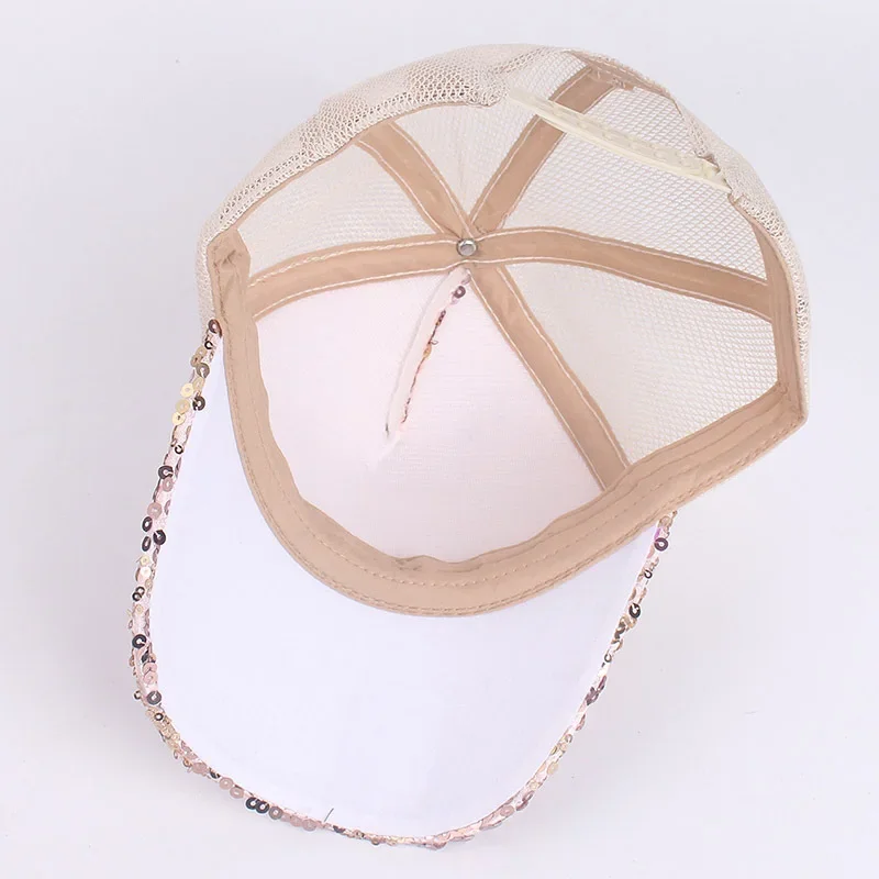 Brand Oohmy Baseball Cap Adjustable Glitter Mesh Trucker Hat Sequins Embroidery Hats for Women and Teenager Girls Snapback