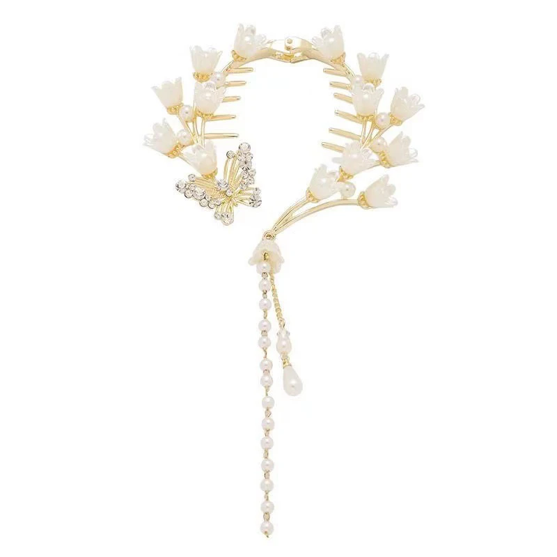 Schmetterling Glocke Orchidee Haar Kralle Clip Schwan Quaste Pille Kopf Pferdes chwanz Schnalle Perle Haarnadel Mädchen Haars pange Haars pange Haarschmuck – Detail 5