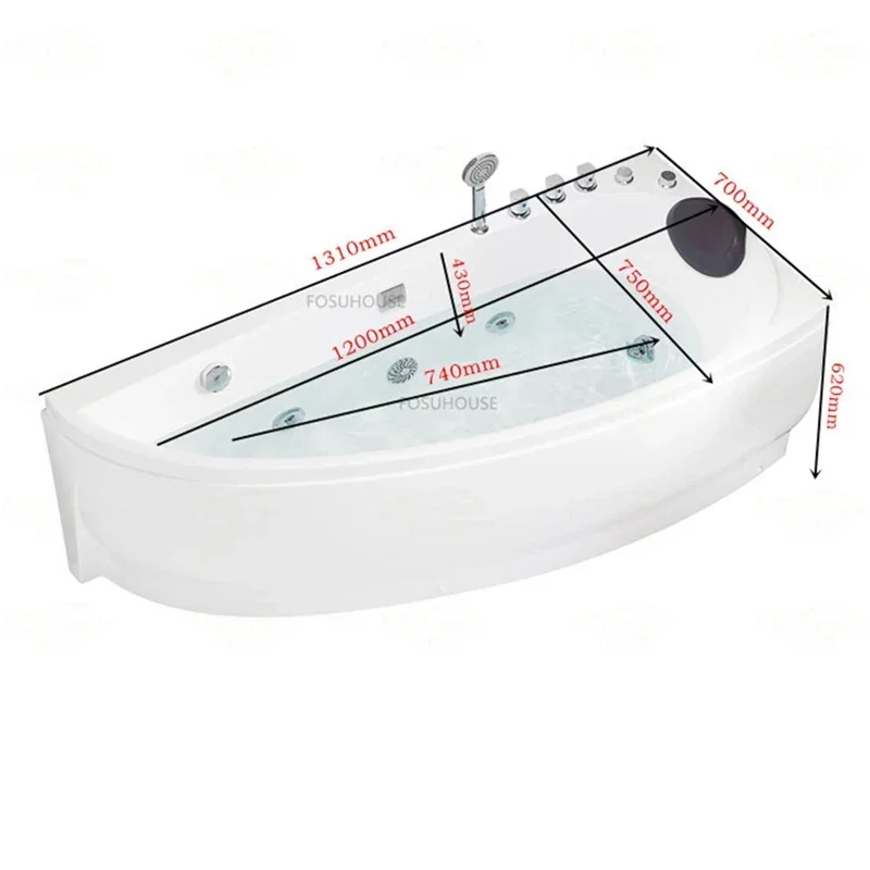 Acrylic Design Bathtubs Modern Household Bathroom Hydromassage Bath Adults Crescent Arc Detached Creative Mini Thicken Bathtub 6
