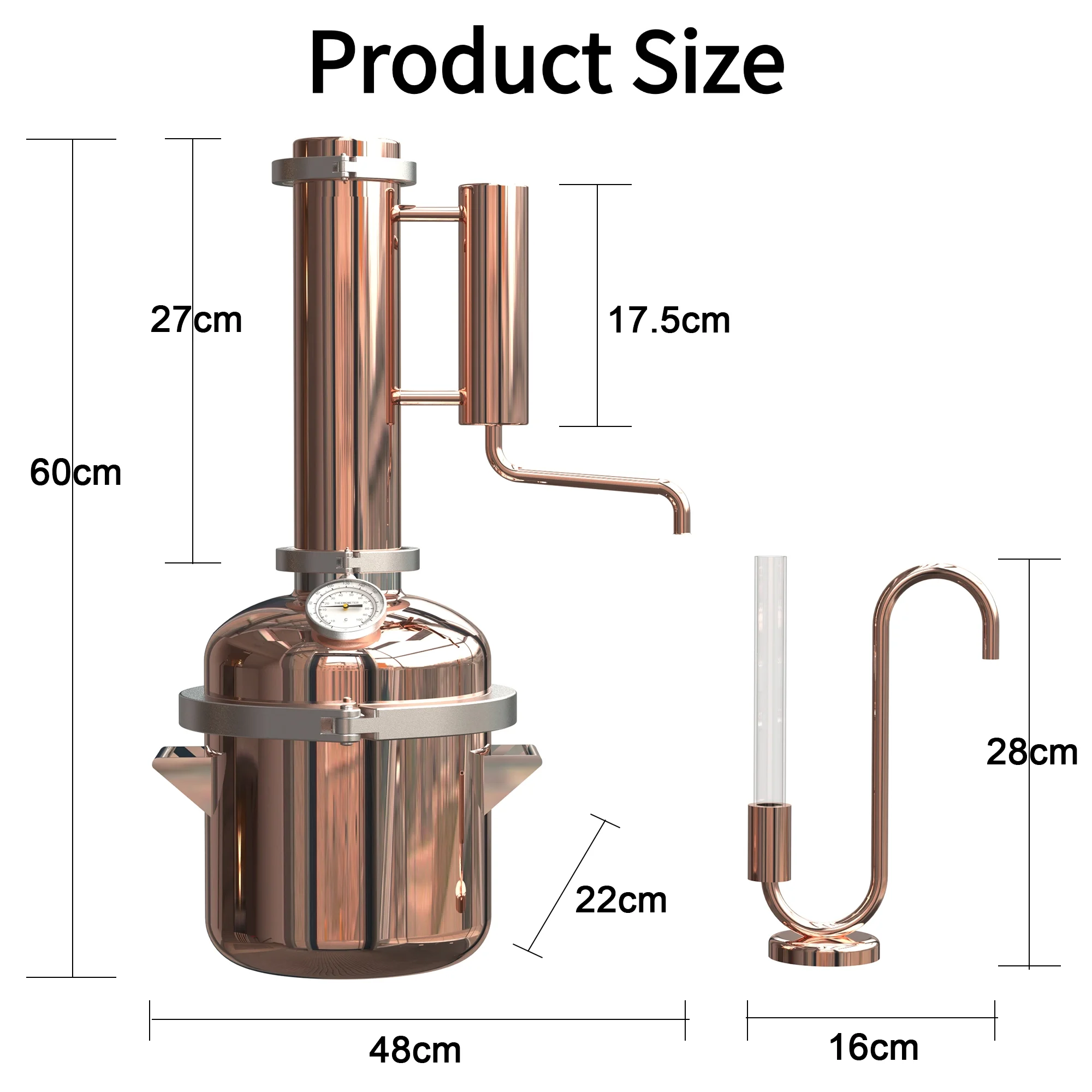 HOOLOO 8L Copper Home Distiller Hydrosol Essential Oil Distillation Kit Home Fragrance Making Equipment Still Water Distiller