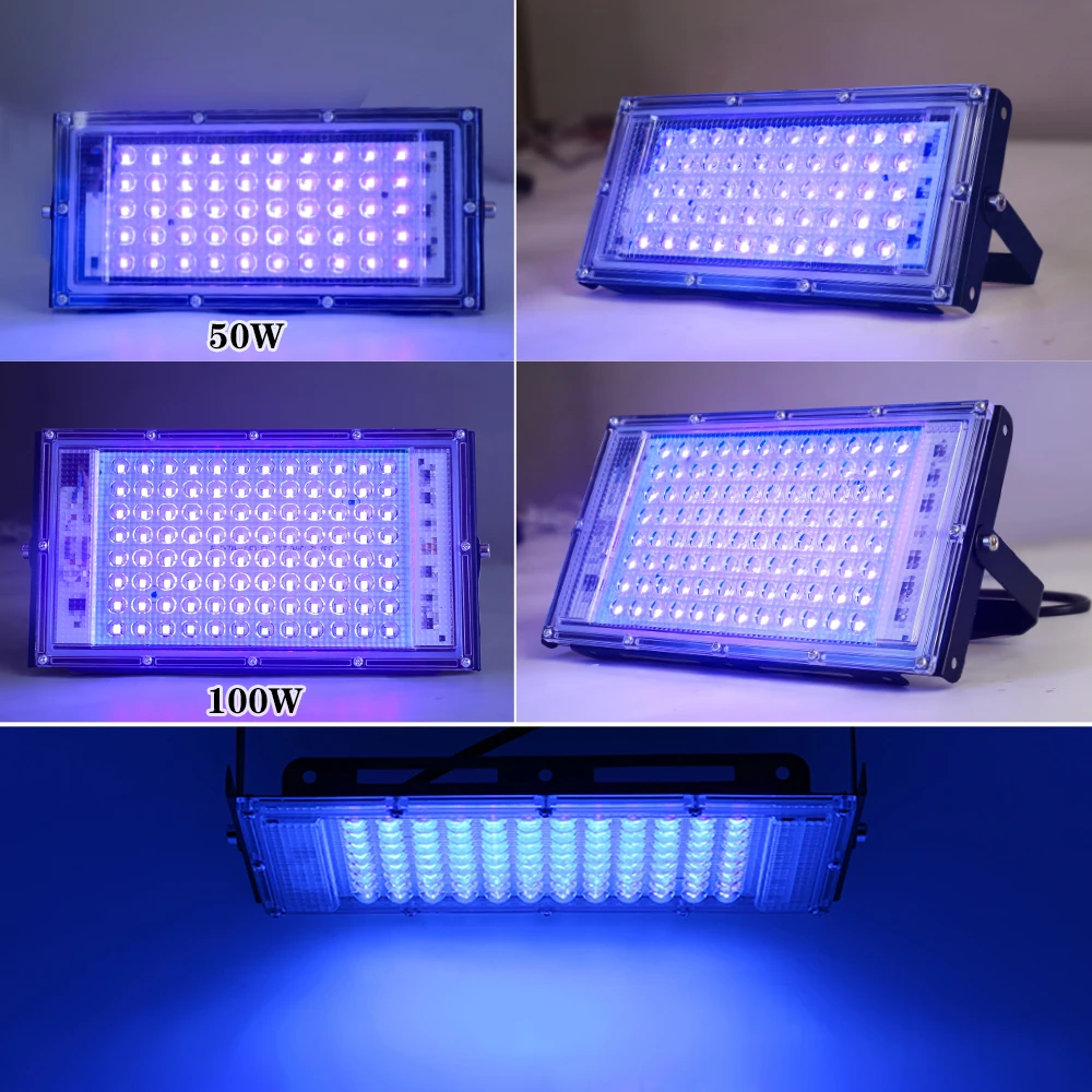 UV 투광 조명 50W 100W LED 무대 블랙라이트 자외선 투광 효과 조명, 할로윈 크리스마스 댄스 DJ 디스코 파티 바