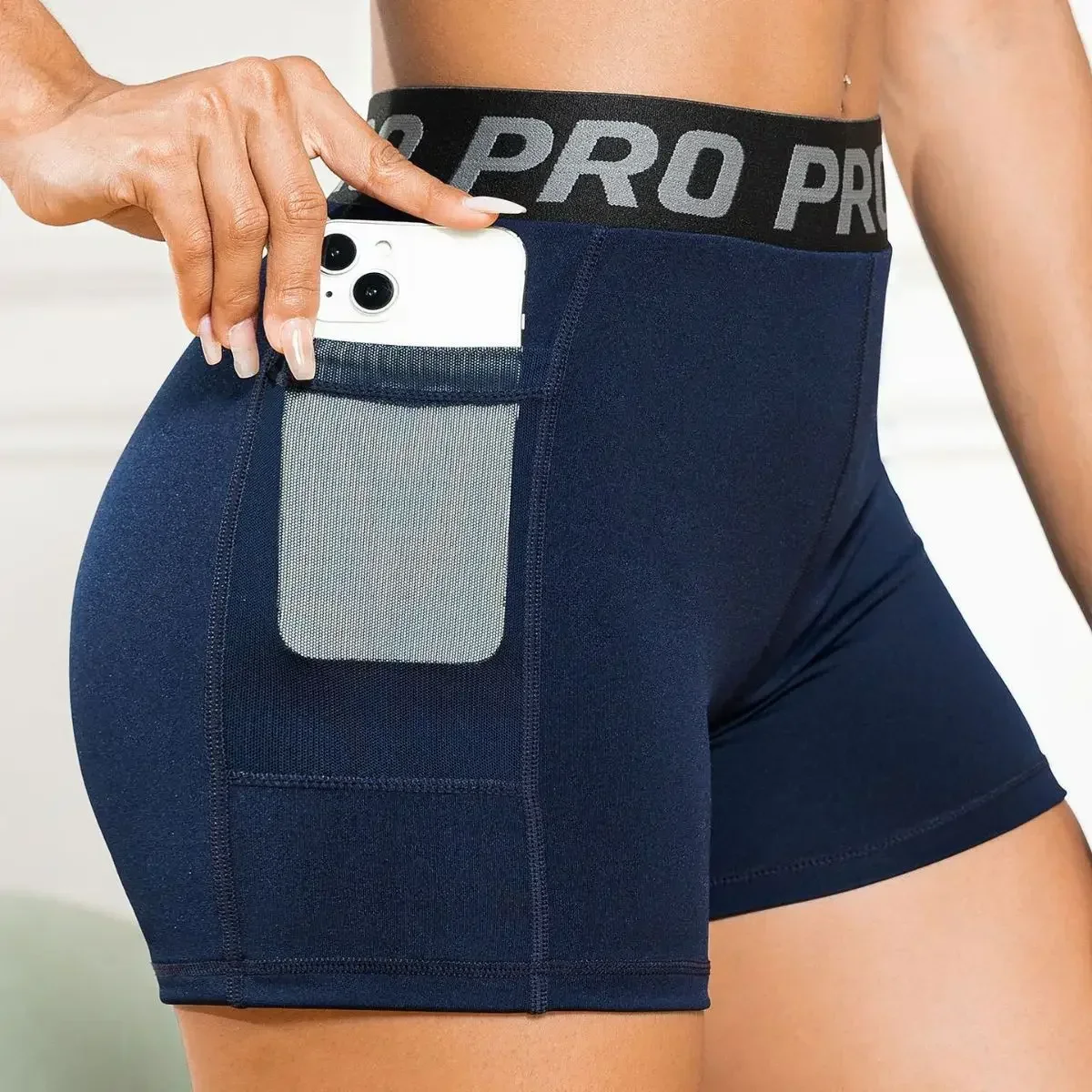Summer Yoga Sports Workout Shorts Pants Female Mesh with Pocket Women's Shorts Gym Leggings Fitness Leggings for Women