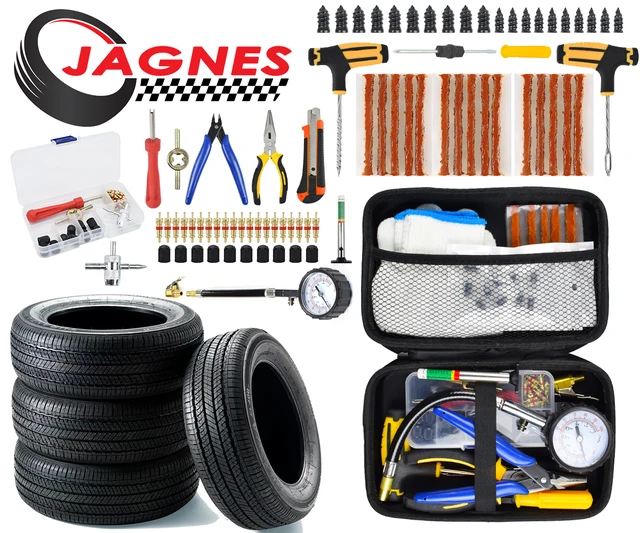 Kit Riparazione Foratura Per Pneumatici – Adatto Per Moto, Auto, Quad E Scooter – 5 StrISCE Di Gomma + Attrezzi