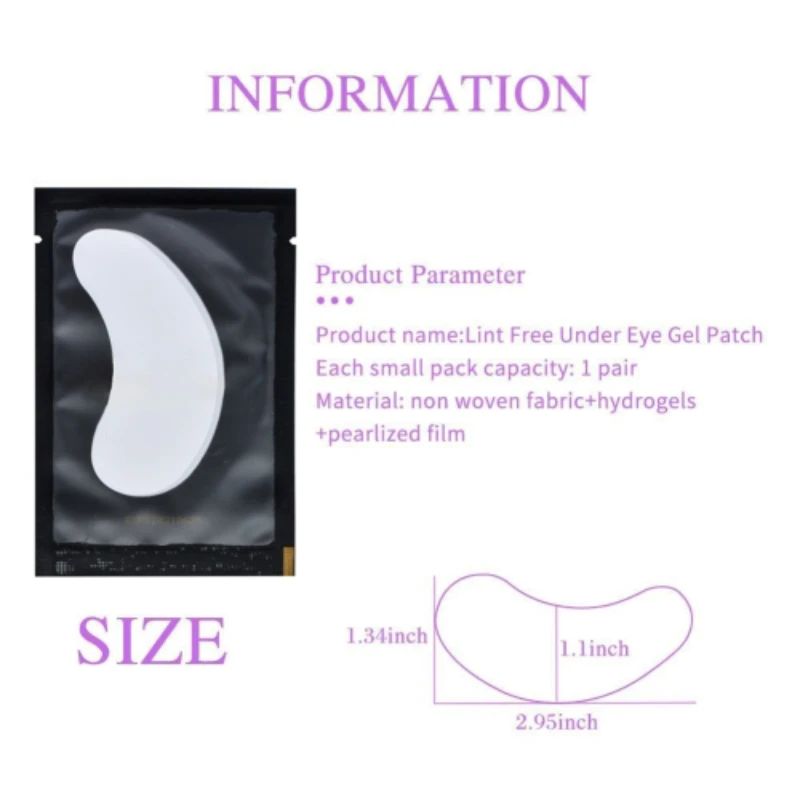 100Pairs Lint Free Under Eye Gel Pads Hydrating Eye Paper Patches Grafted Eyelashes Extension Tips Sticker Wraps Makeup Tool