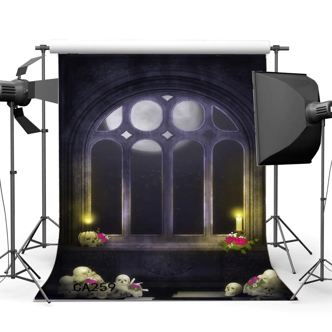 Бесшовные фоны для фотосъемки Хэллоуин ужас ночь таинственная Луна черепа сцены