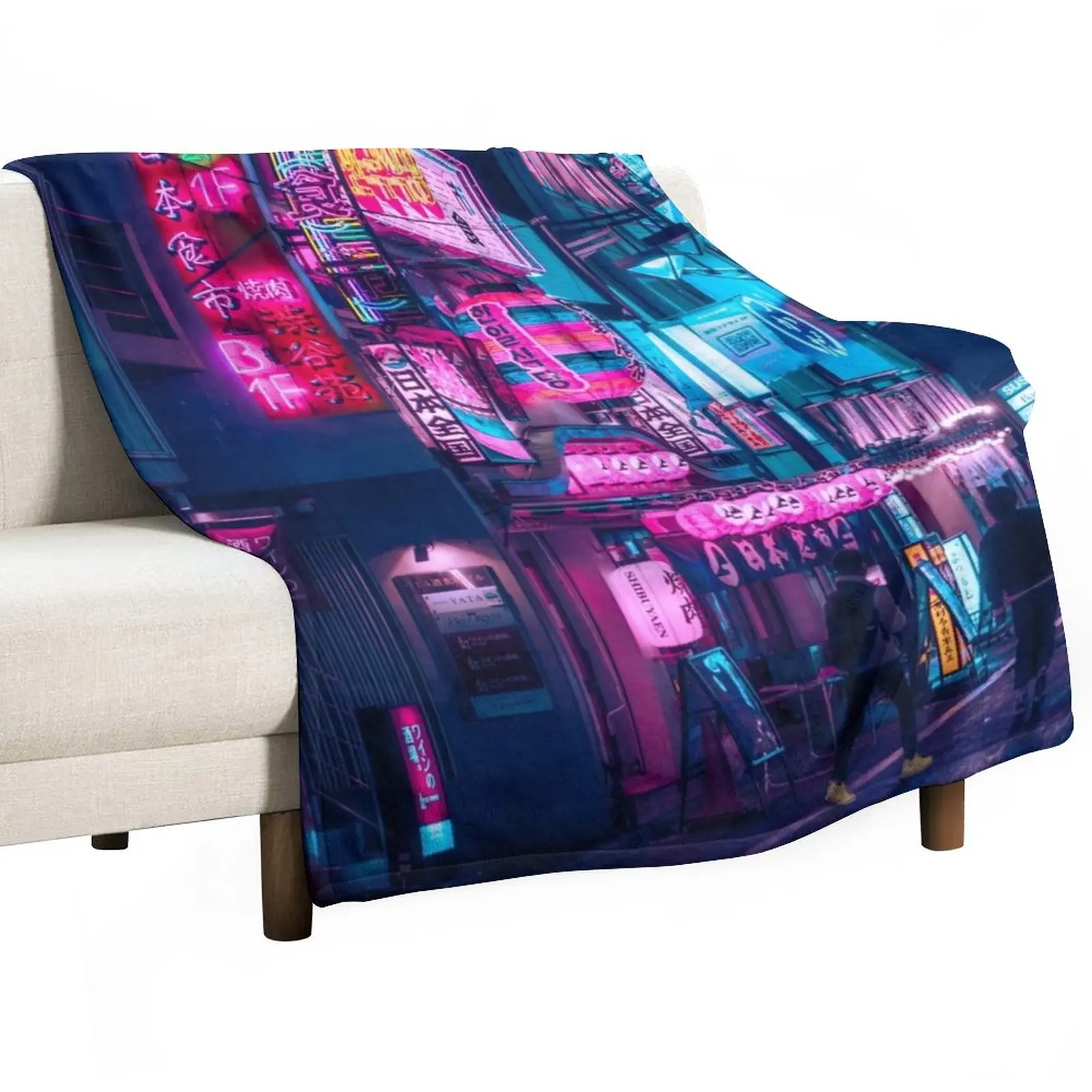 

Only the rain Downtown Tokyo Throw Blanket For Sofa Luxury Thicken Blanket