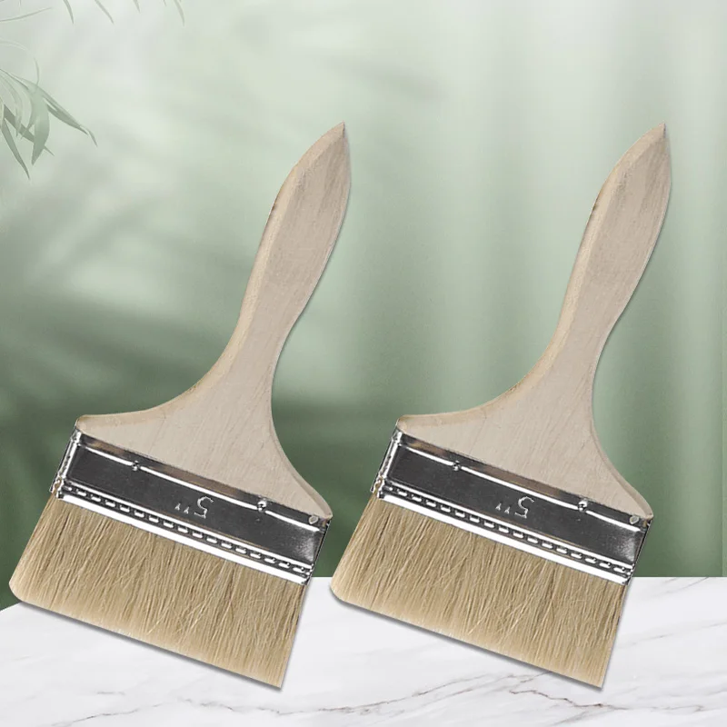 2 hard bristled brushes with wooden handles 5-inch paint brush cleaning brush
